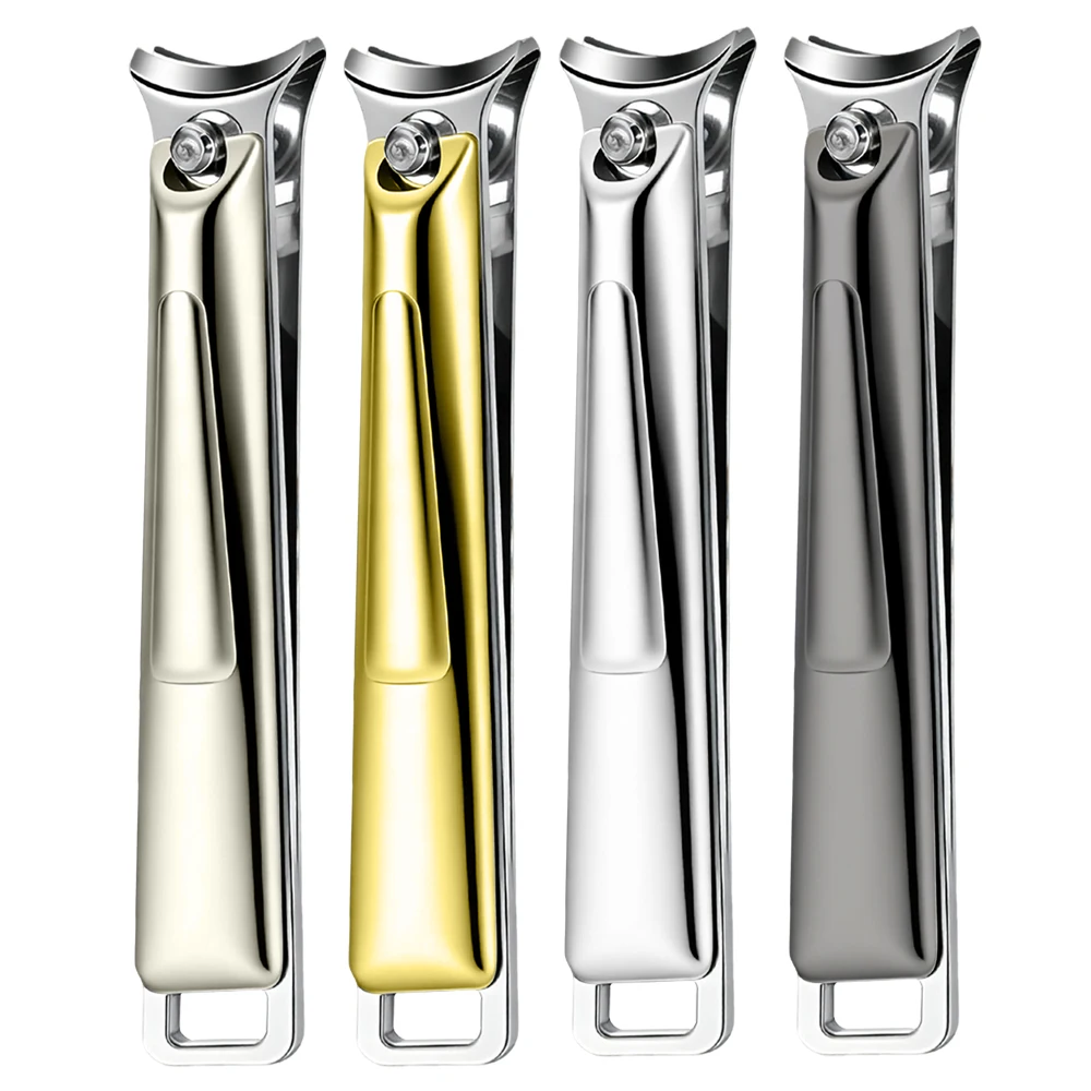 1Pcs Slanted Edge Nail Clippers with Catcher Stainless Steel Ingrown Fingernail Toenail Cutter Trimmer Manicure Tools