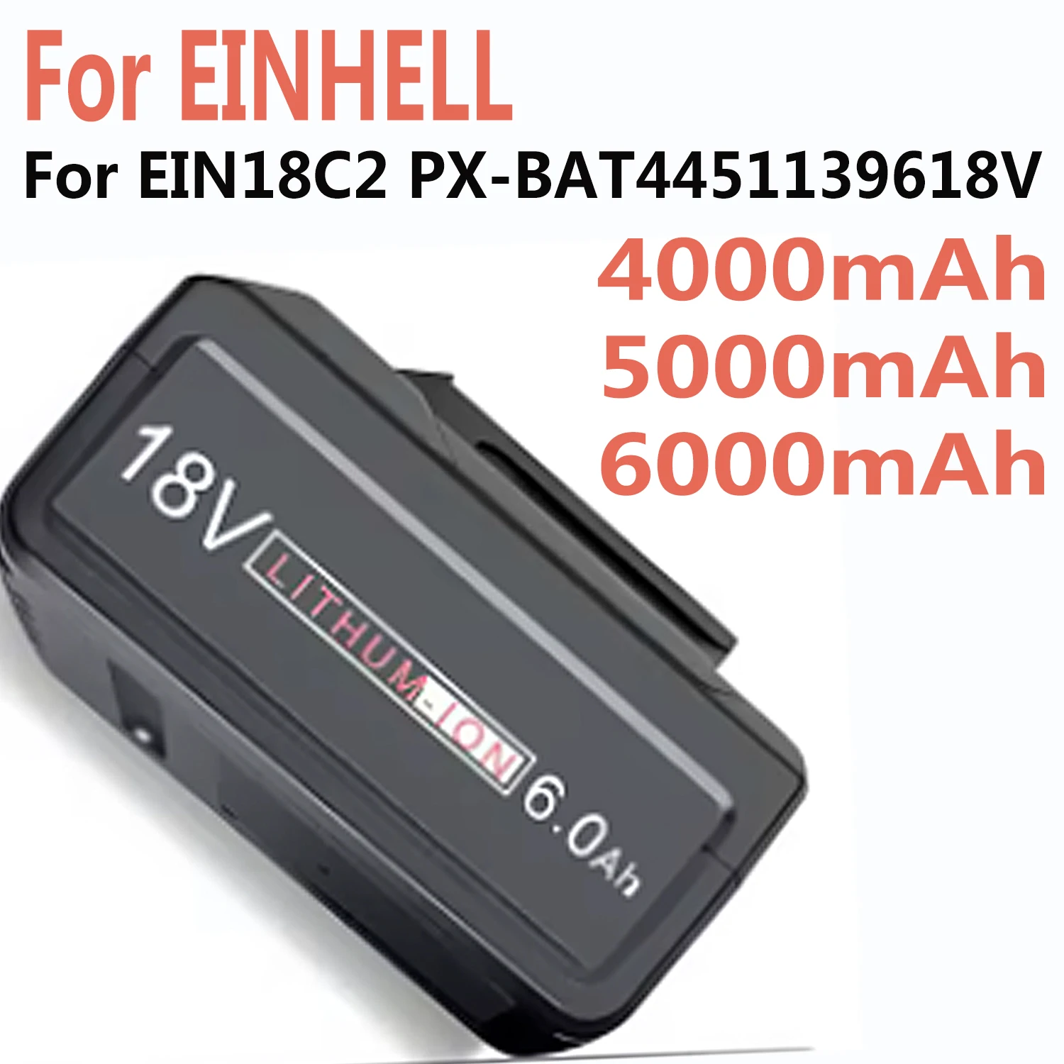 Replacement Li-ion EIN18C2 Battery 6.0Ah for EINHELL 18V Power X-change PX-BAT Power Tools/charger/battery