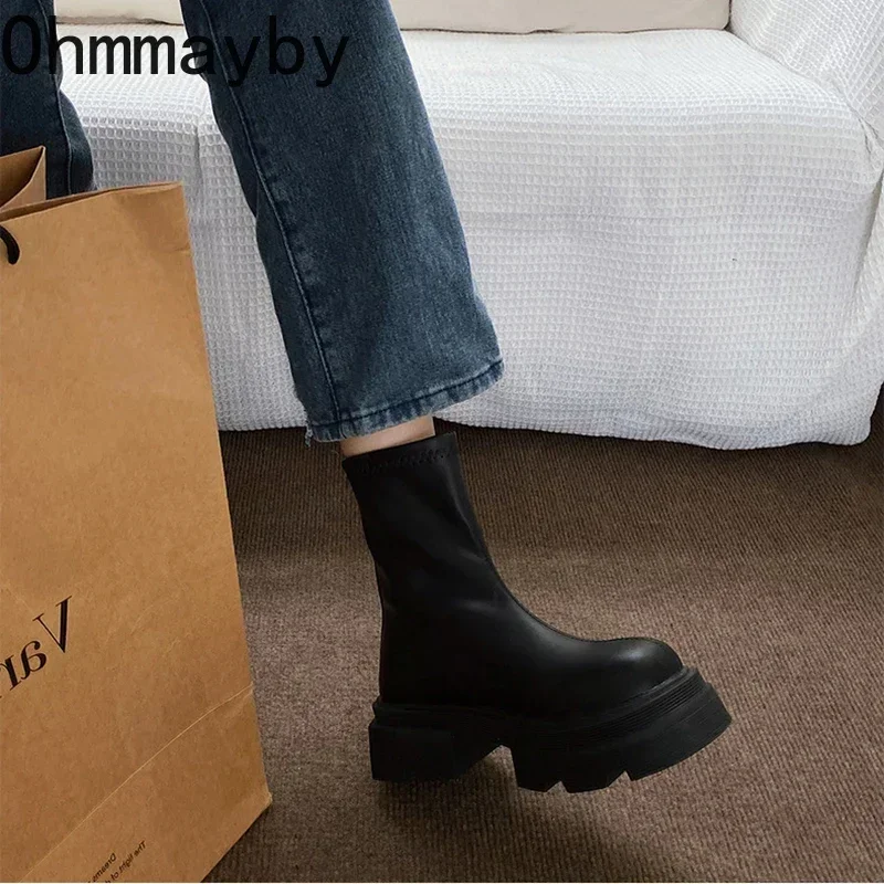 Autumn Winter Platform Heel Short Boots Women Fashion Ladies Back Zippers Ankle Boots British Style Female Shoes