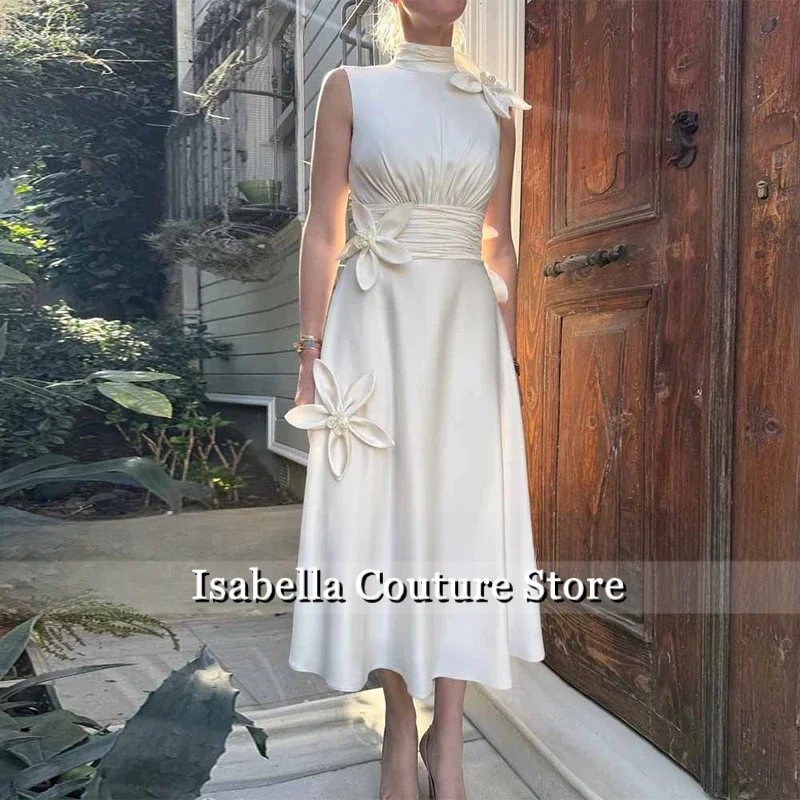 Wedding Dress 2026 of the Bride Satin A-line Wedding Party Dresses High Collar Pleat Applique Wedding Guest Gown Customized
