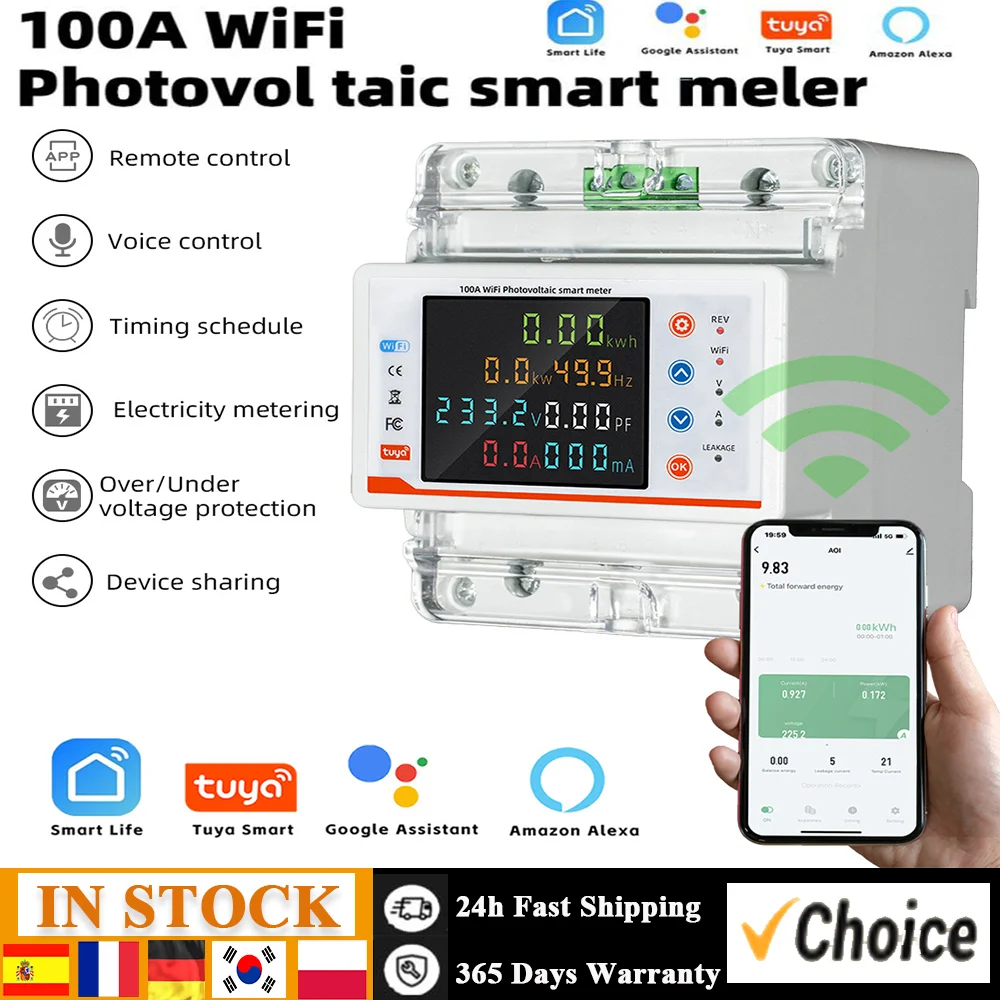 Tuya WiFi Circuit Breaker Bidirectional Metering Power Meter Reclosure Switch Multiple Protections Timing Schedule APP Control