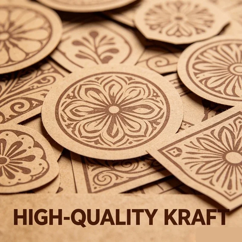 200p Eco-friendly Kraft Stickers custom logo labels for bakery gifts handmade vintage style for brand packaging view 3