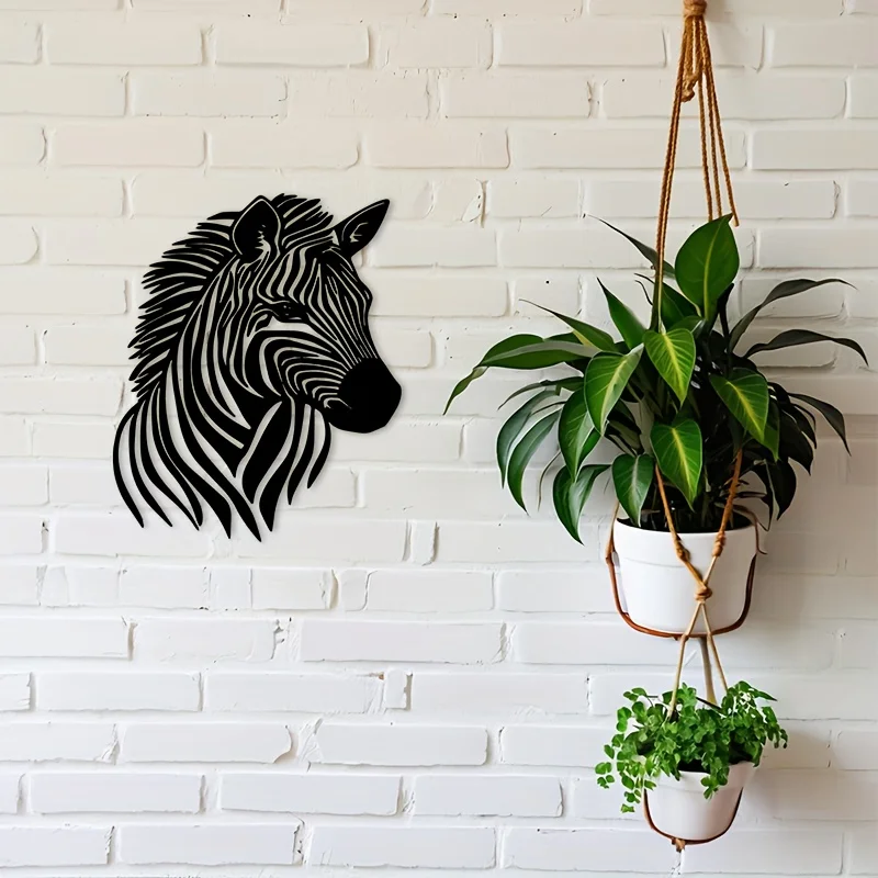 

2D плоская металлическая настенная декоративная табличка/вывеска в стиле силуэта зебры, 1 шт., черная, идеально подходит для гостиной, спальни