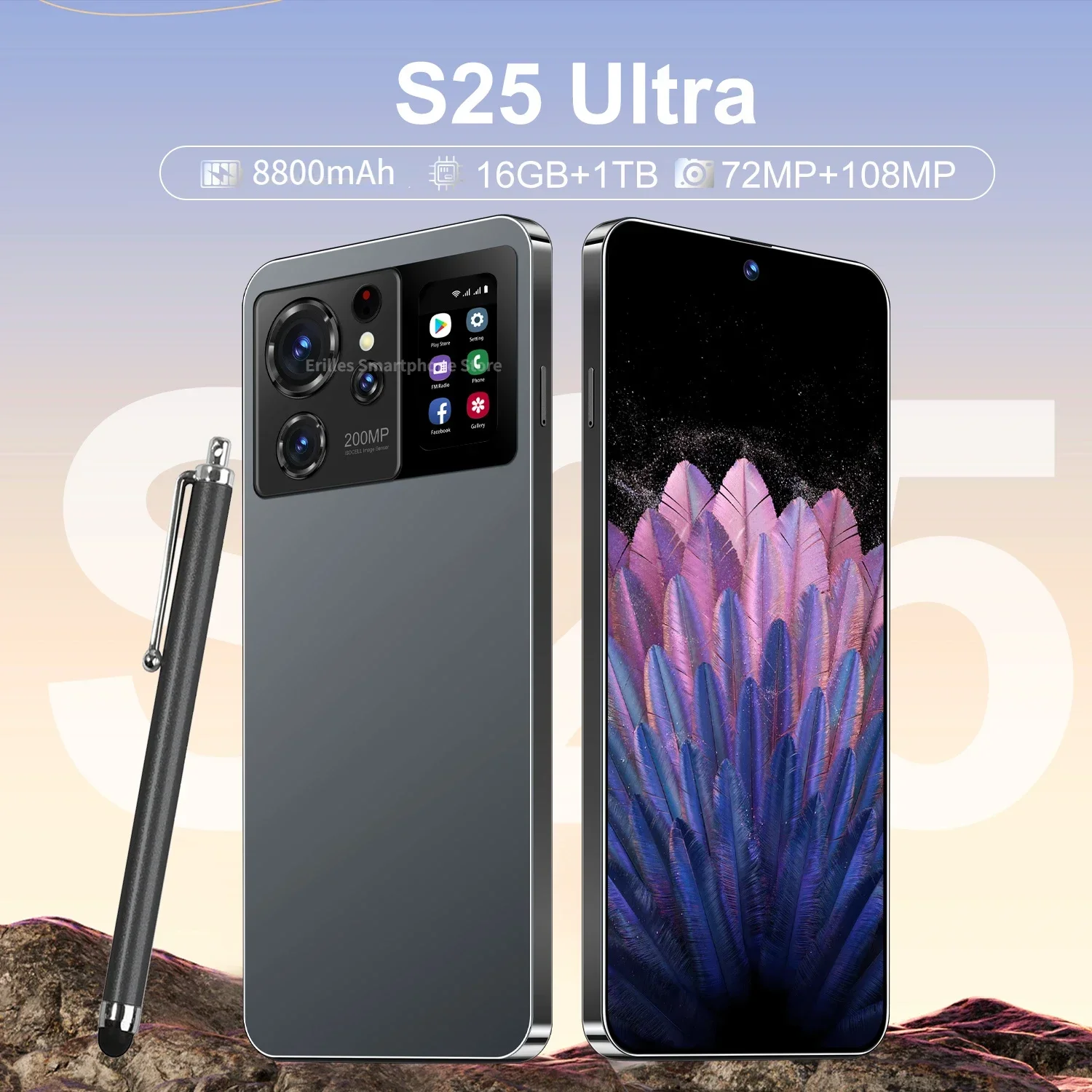 

S25 Ultra Smartphone 7.3-inch Android 13 16GB+1TB 8800mAh Global Unlocking Version Face Unlocking 5G Dual SIM Snapdragon 8 Gen 2