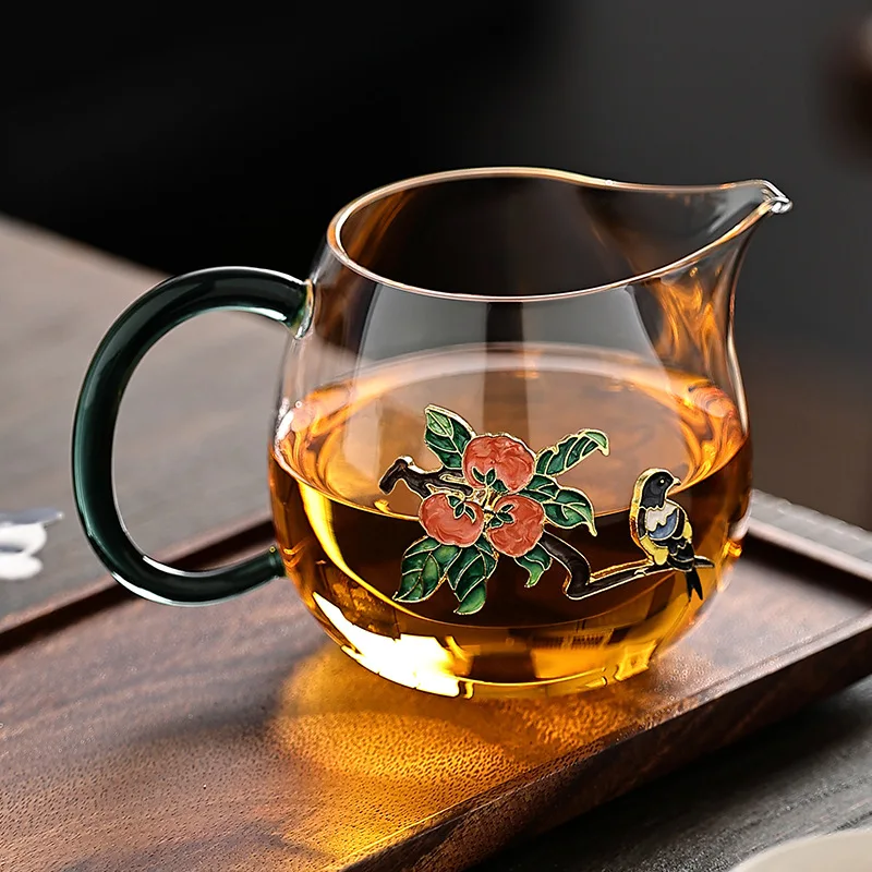 Handgefertigter, hochwertiger, hellbecher, hitzebeständiger, verdickter Teespender aus Glas zum Ausgießen von Teetassen, männliche Tasse, Teeleck-Filterset