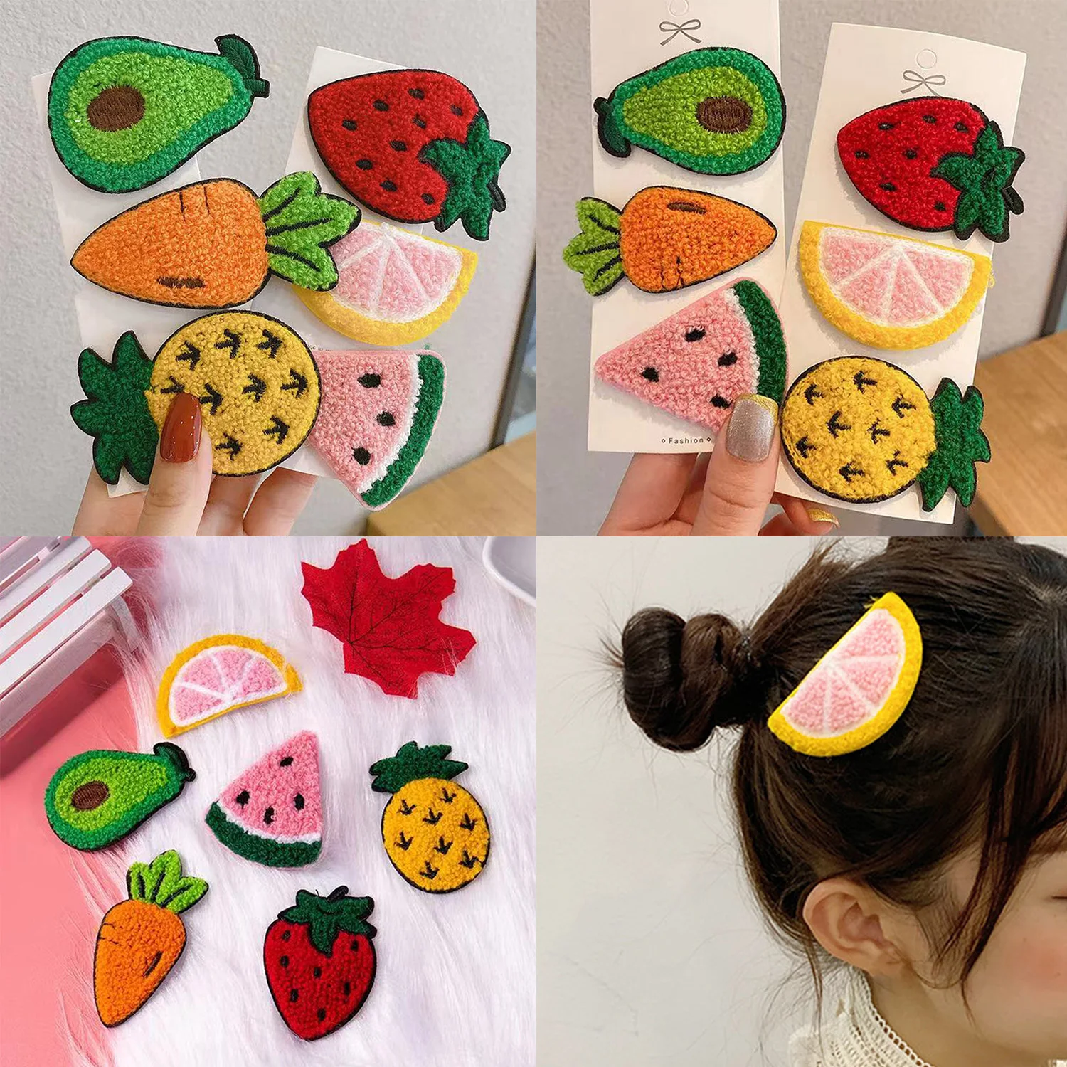 1pcs Soft Woolen Felt Fruit Hair Clips For Girls Children Hair Accessories Kids Cloth Barrettes Hairpins Ornament