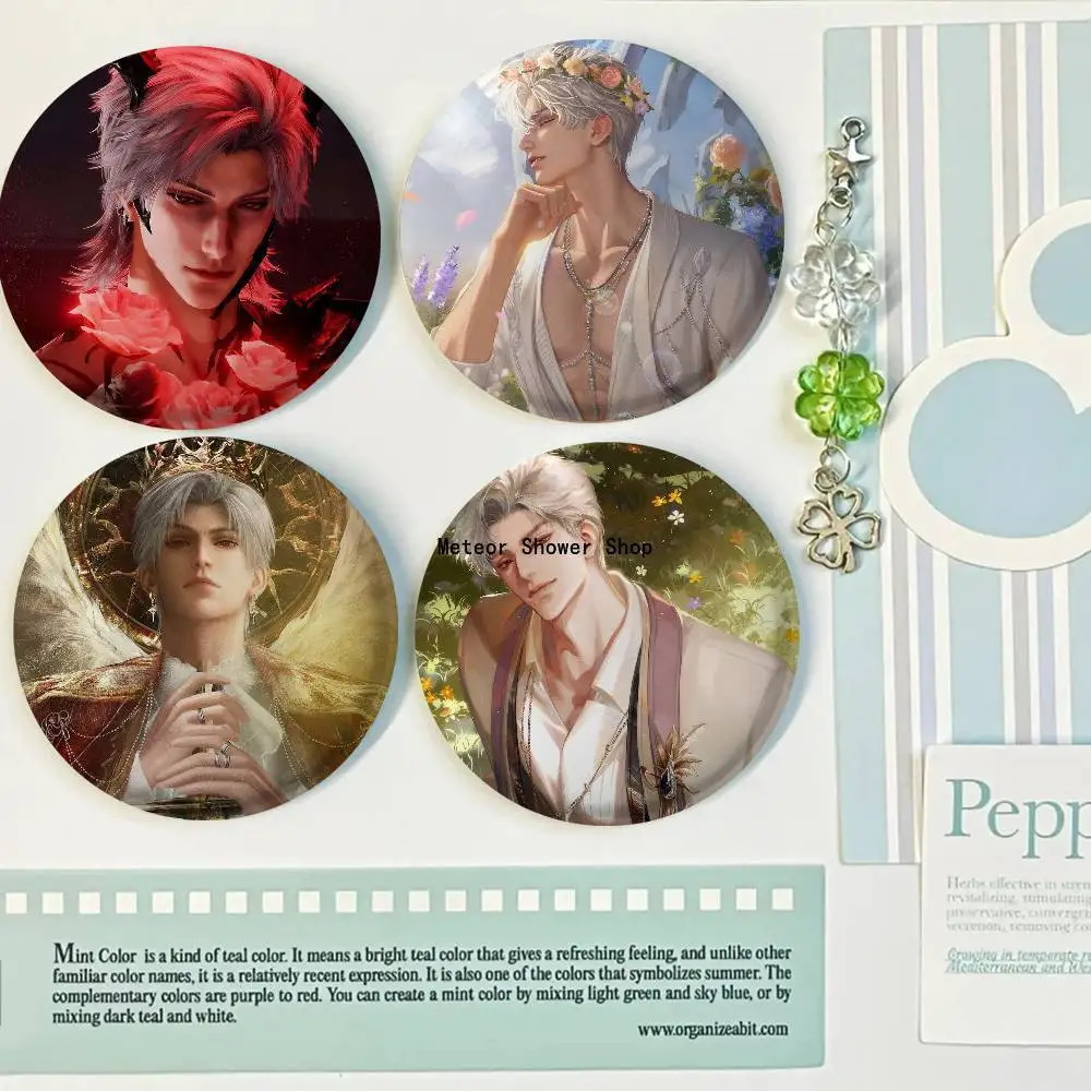 Sylus Love Game Love And Deepspace Badges Anime Round Laser Badge Cartoon Brooch Clothes Backpack Accessories Lapel #1