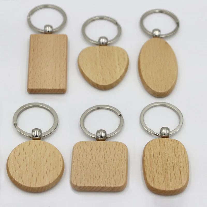 60 Blank Wooden Wooden Keychain Diy Wooden Keychain Key Tag Anti-Lost Wood Accessories Gift