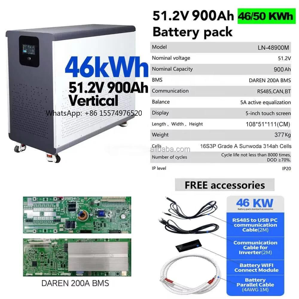 60kWh 61kwh 51.2V 1200Ah Battery 1175AH 1200AH Moveable Lithium Solar Power Storage Systems LiFePO4 Pack