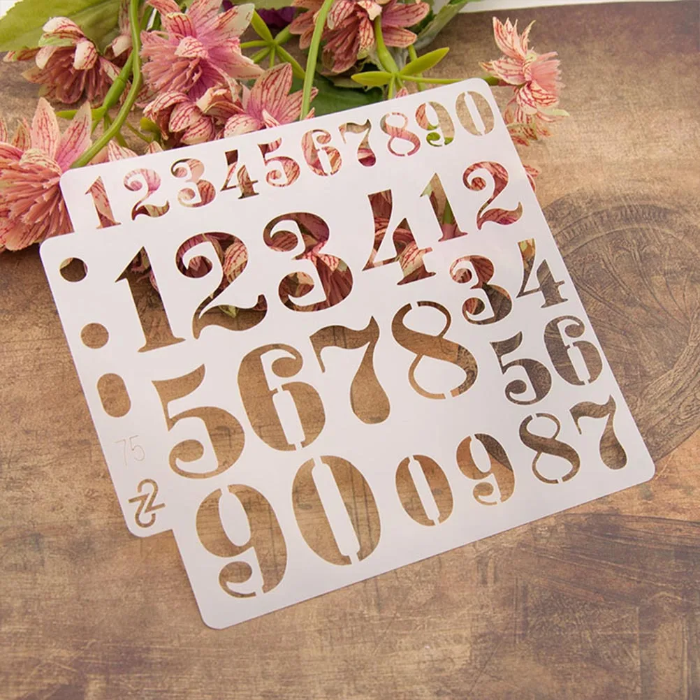 

10pcs Drawing Stencils Hollow Out Number Design Reusable Craft Templates For Cake Coffee Decorating Scrapbooking Diy Projects