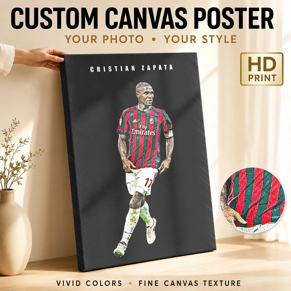 Cristian Zapata Framed Canvas Poster Personalized Photo Modern Aesthetic Wall Art for Office Decor Ready to Hang Gift for Fans