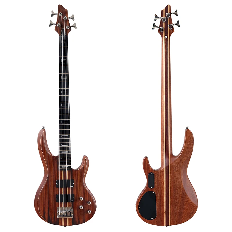 4 String Active Electric Bass Guitar Neck Through Zebrawood Top Okoume Body 43 Inch Matte Active Bass High Quality Guitarra view 6