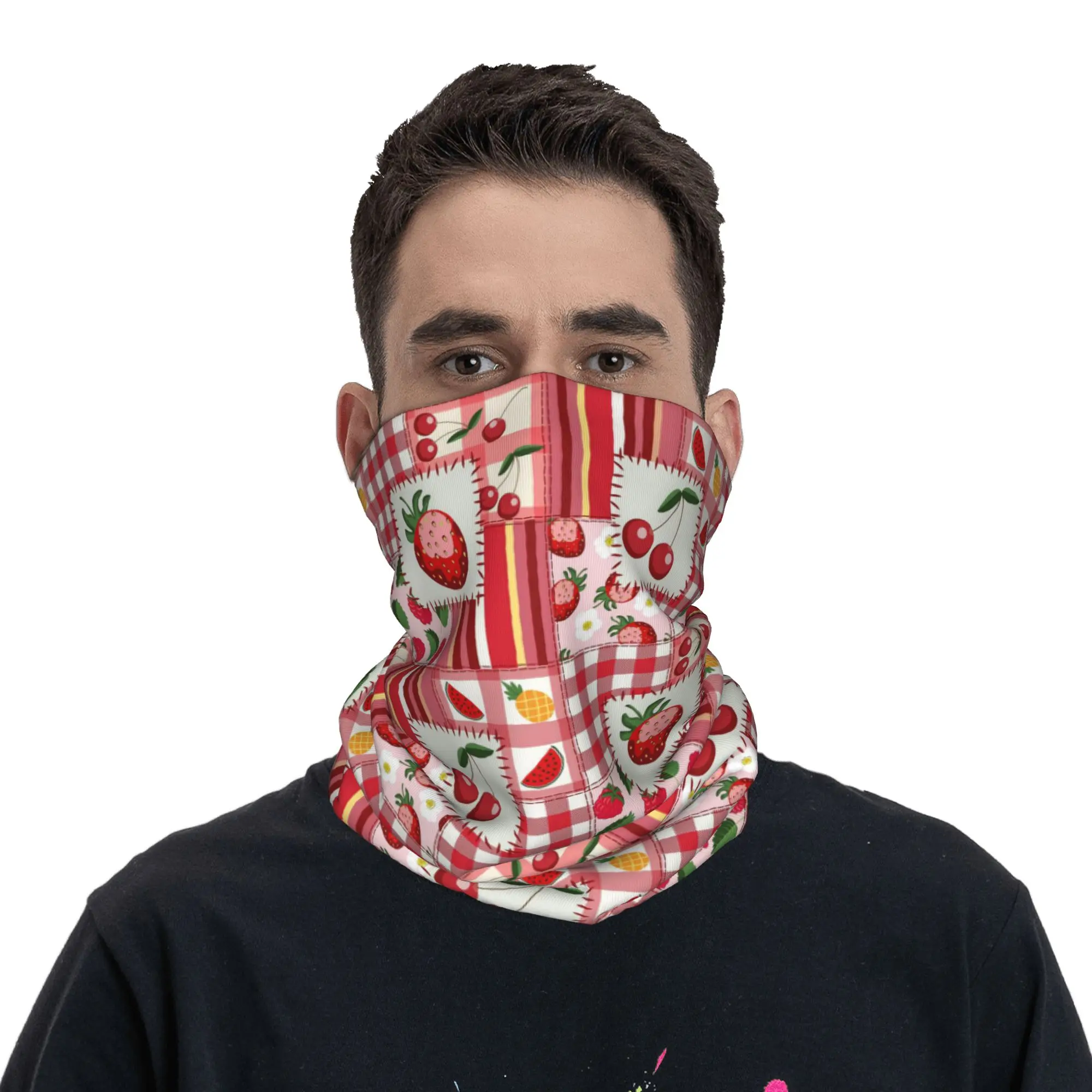 Summer Berry Fruit Bandana Neck Gaiter Printed Magic Scarf Balaclava Hiking Fishing for Men Women Adult All Season
