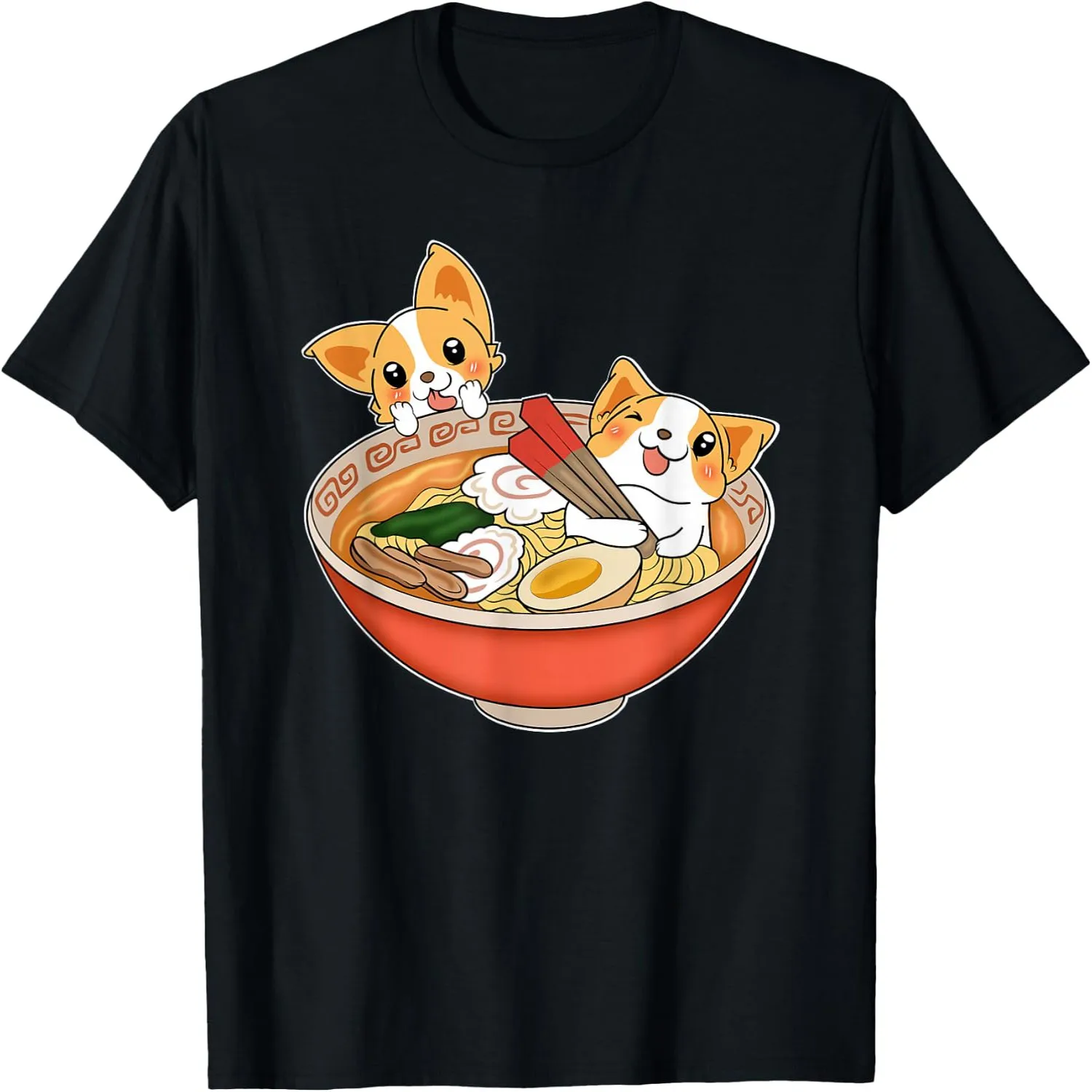 Kawaii Japanese Anime Corgi Dog T-Shirt Funny Ramen Gift Tee T-Shirt