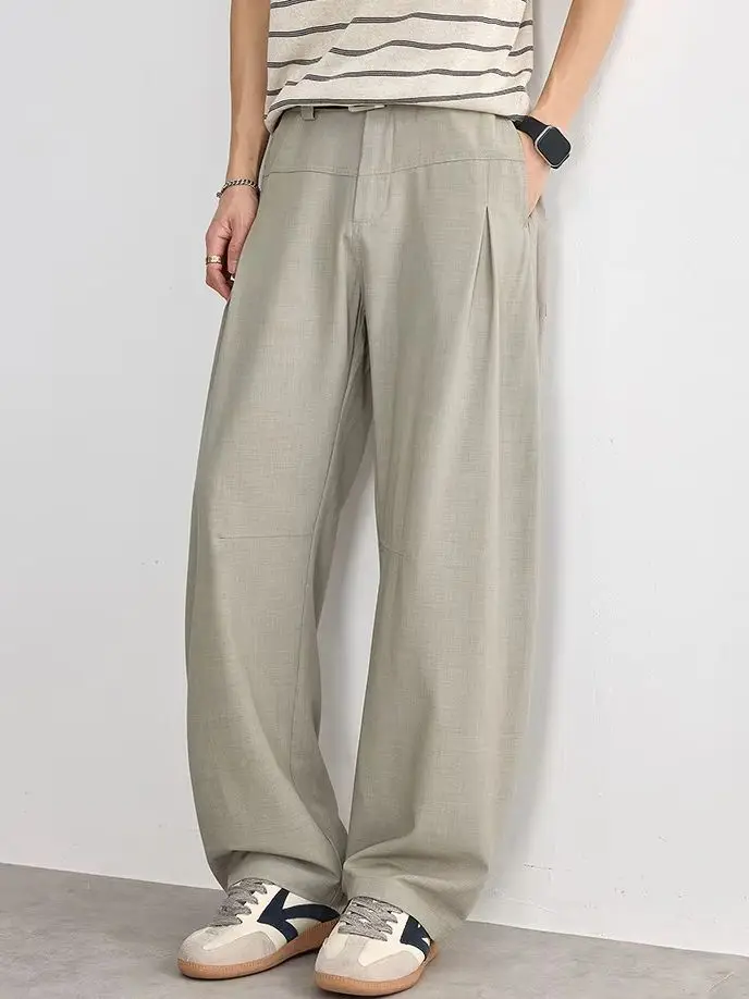 Men's Breathable Loose-Fit Wide-Leg Casual Pants: Soft, Drapey  Minimalist Commute