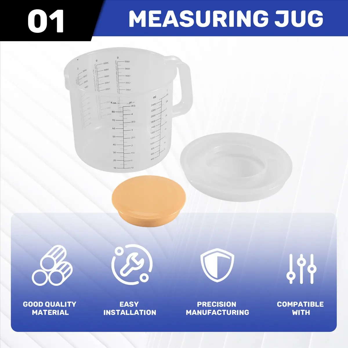 &A11I Plastic Ounce Measuring Cups and Mixing Pitcher for Baking with Lid Liquid Measuring /Jar in Ml with Splash Guard