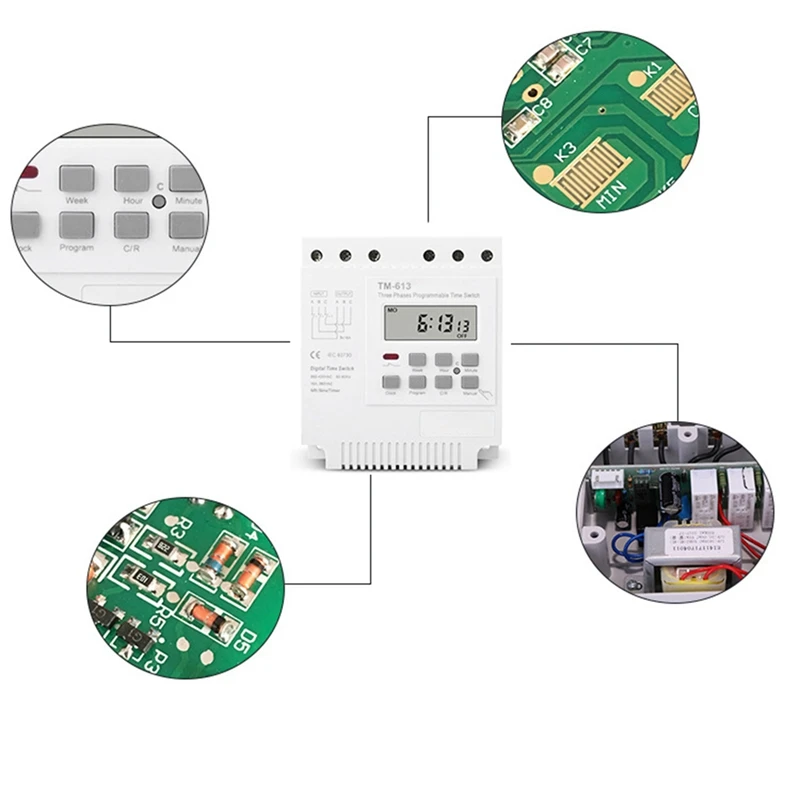 Interruptor programable del temporizador trifásico 380V 415V con retroiluminación