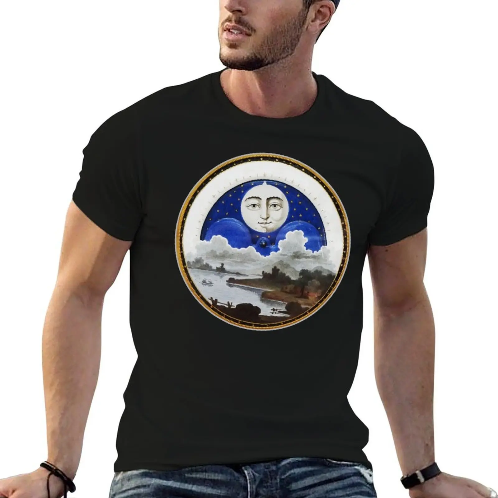 

FULL MOON STARS AND NIGHT LANDSCAPE, T-Shirt t shirts for man graphic funny man t shirts graphic T-Shirt