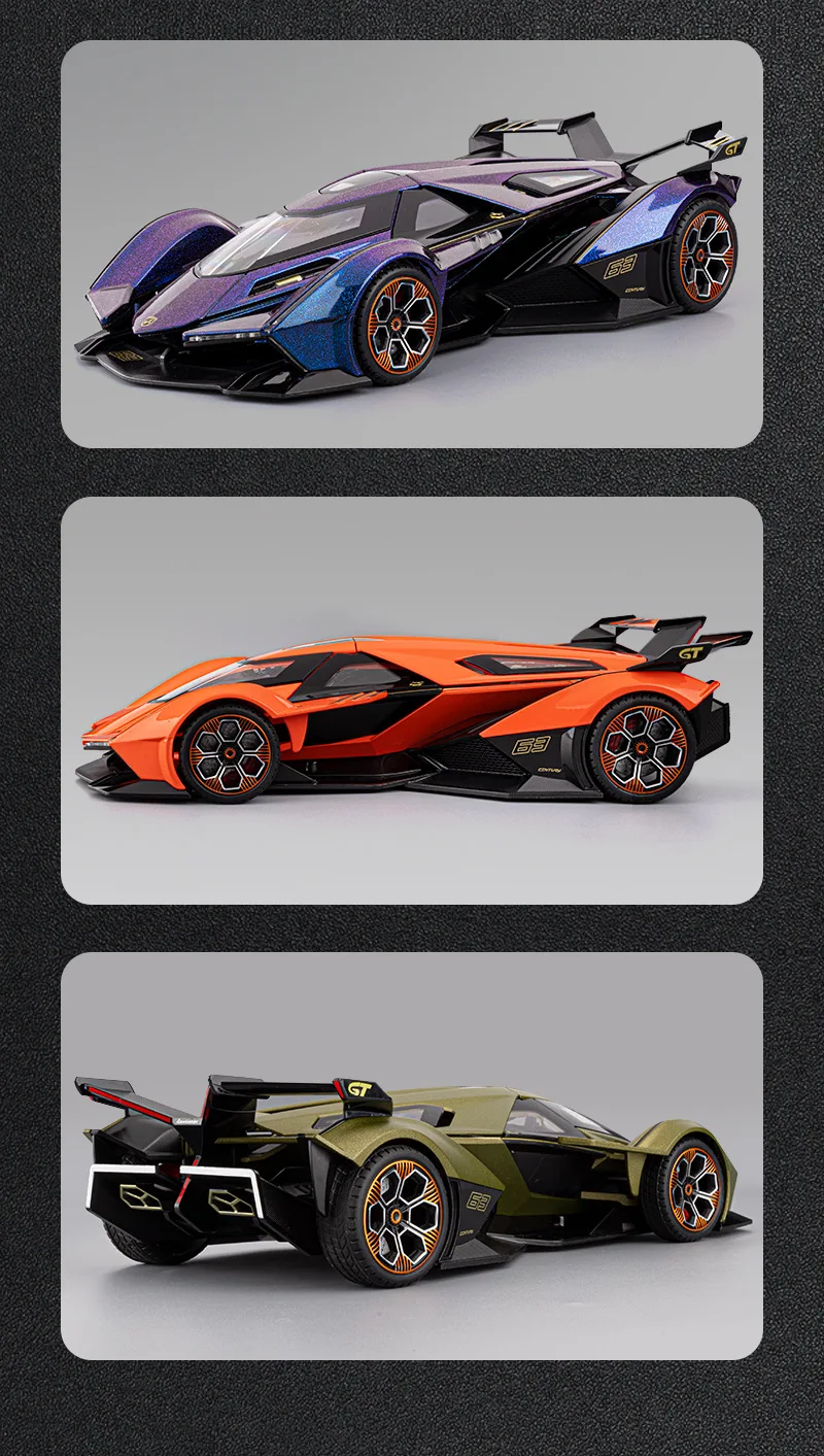 1:18 V12 سبيكة سيارة نموذج أربع عجلات امتصاص الصدمات الباب سيارة رياضية زخرفة لعبة أطفال هدية دييكاست سبيكة سيارة نموذج