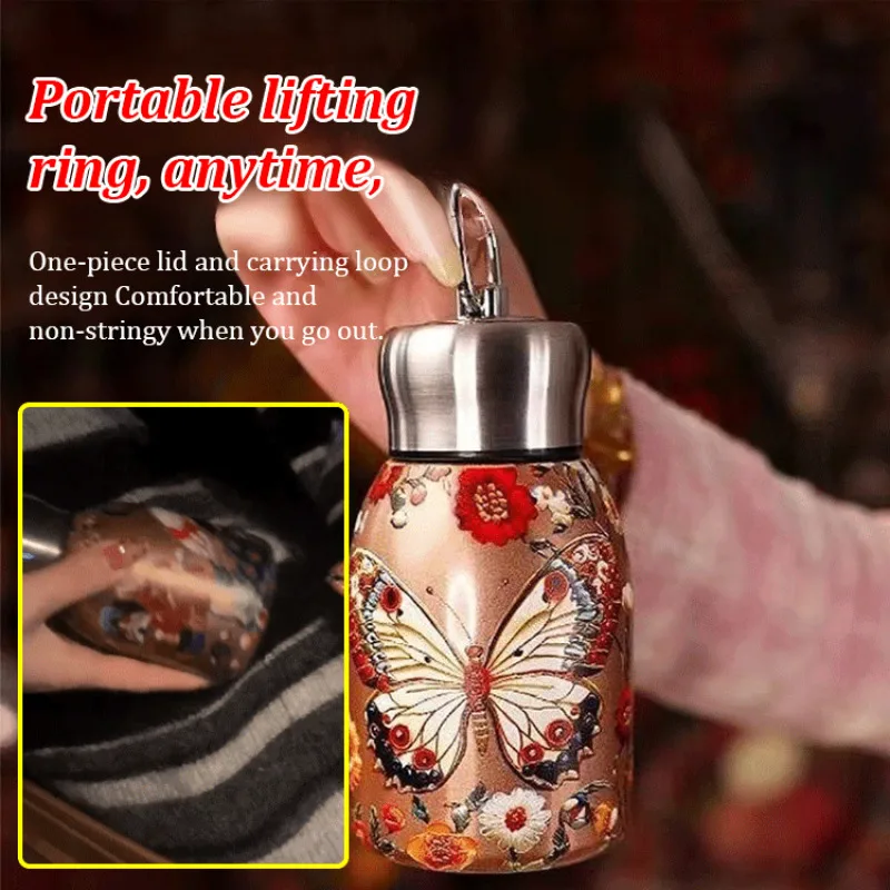 

Chinese Painting Style Portable ulation Cup with Pull Ring Mini Stylish Cup