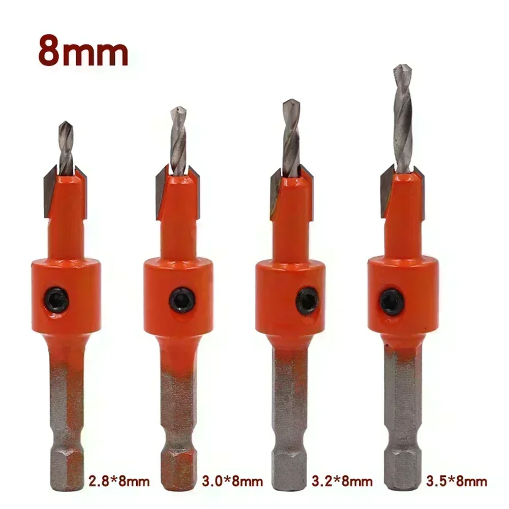 1pc Woodworking Hex Shank Countersink Drill Bit Limiter Rings Salad Drill Step Drill Bit Screw Extractor Woodworking Milling Cut