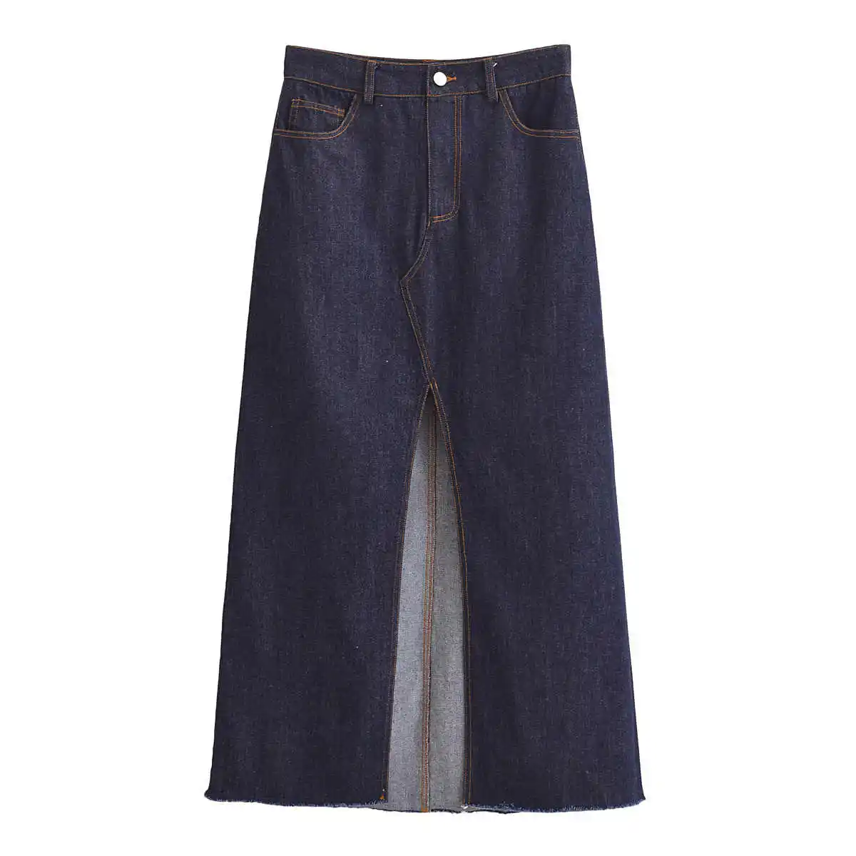

Casual Commuting Women's Skirts Solid Color High Quality slit Design Denim Skirt Simple All Match A-line Dress