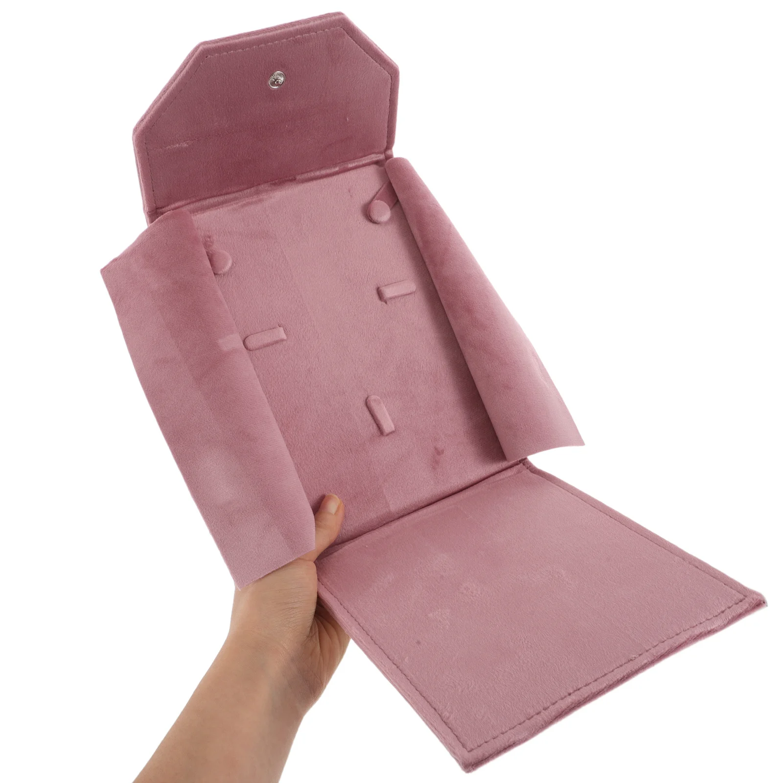 

Jewelry Storage: Travel Organizer For Necklace Ring Bracelet Earring Pendant Box Snap Closure Portable Pink Case