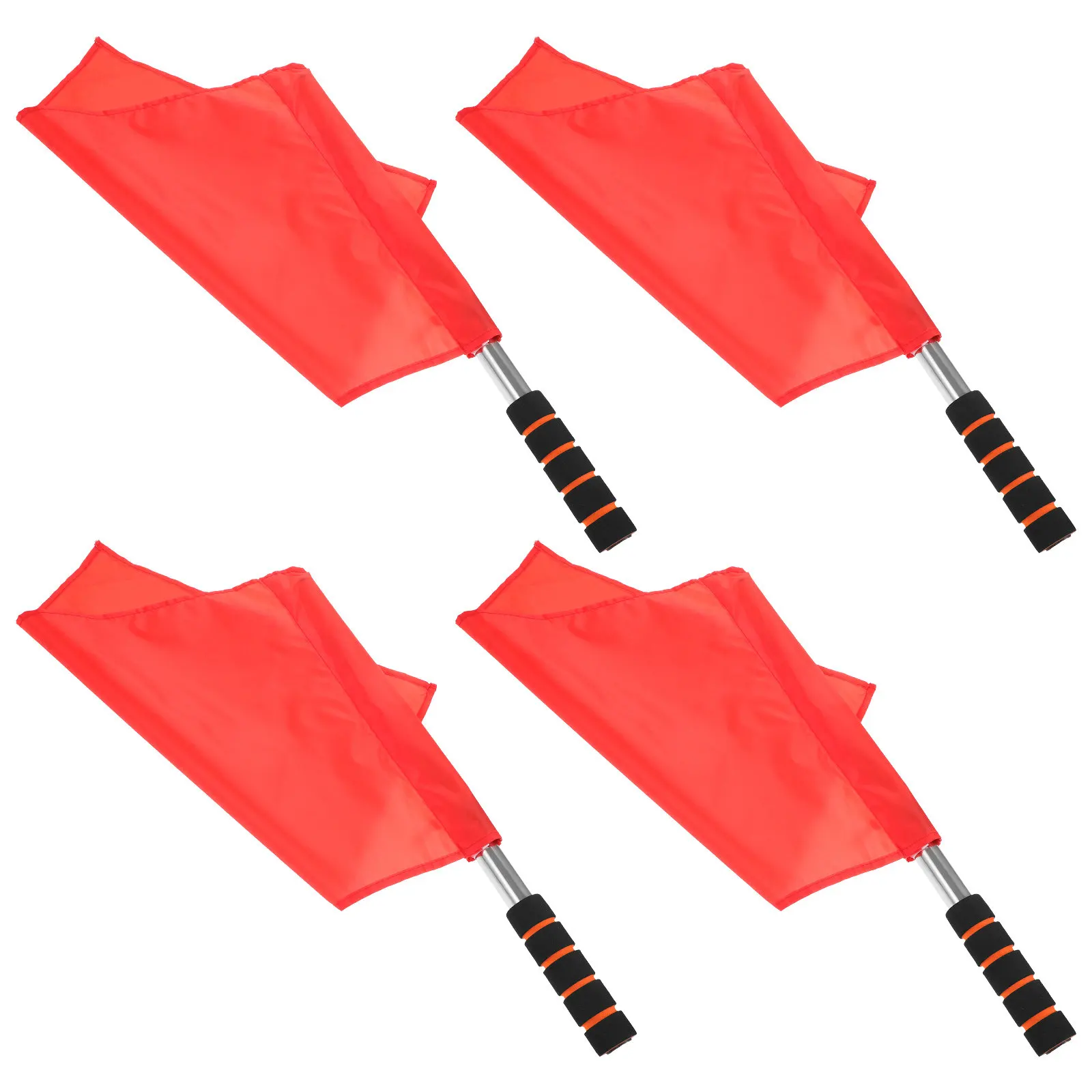 

4Pcs Handheld Referee Flags Solid Color Waterproof Material Comfortable Sponge Handle Stainless Steel Pole for Football Match