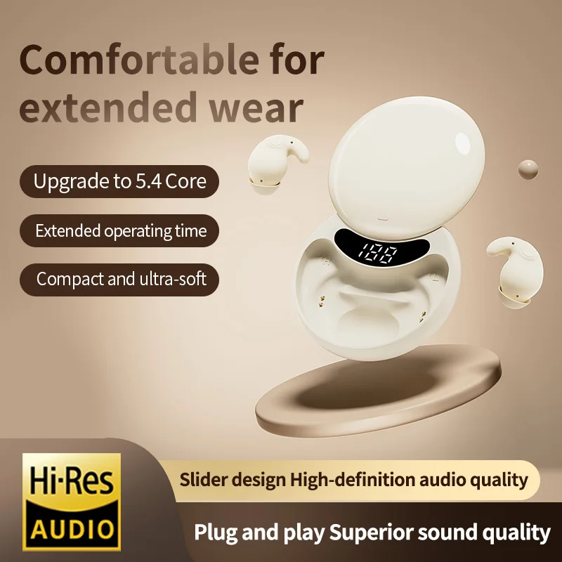 

Bluetooth 5.4 Wireless Headphones TWS In-Ear Invisible Sleep Earbuds With Mic Noise Cancelling Earphones HIFI Music Headset