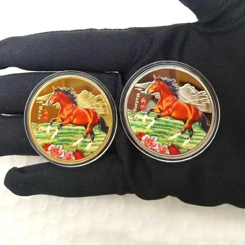 2026 سنة الحصان عملة تذكارية زودياك الحصان الذهب والفضة عملة 2026 السنة الجديدة تذكارية 40 مللي متر الحيوان الميمون الحصان #5