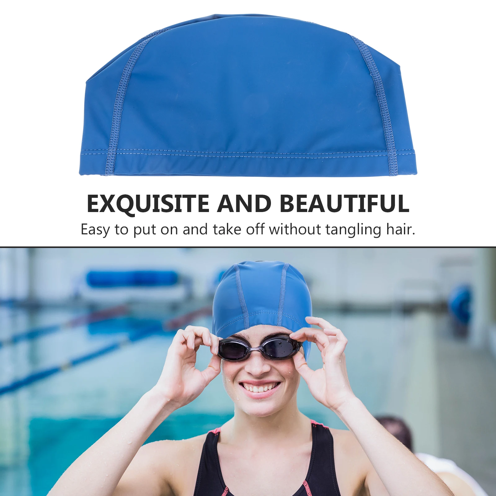 

Adult Swimming Hat Waterproof PU Material Swim Cap Easy Fit Flexible Comfortable for Long Sessions Swim Supply for Family Use