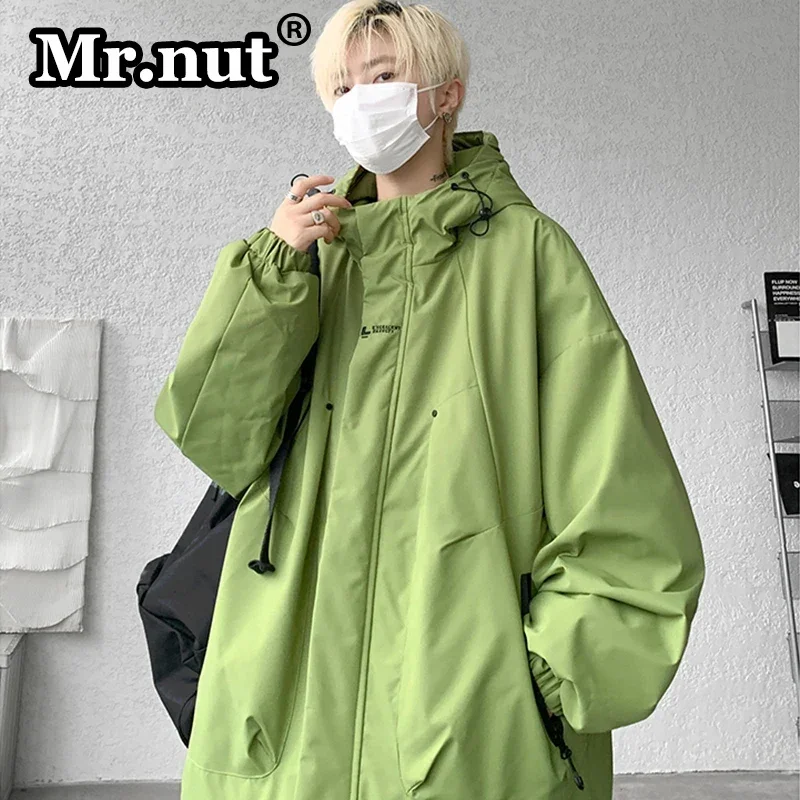 Mr.nut Hooded Windbreak Men\'s Thickened Outdoor Jacket Autumn Winter Camping Thermal Cotton-padded Jacket Unisex Loose Overcoat