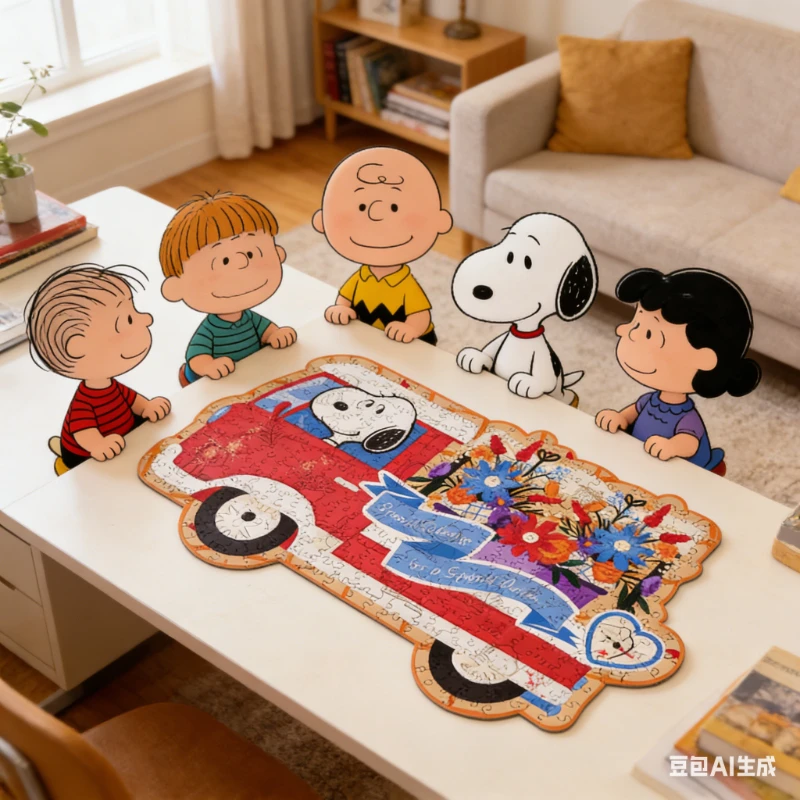 

Деревянный пазл-головоломка «Аниме Снупи: Цветочный парад» с изображением красивой цветочной сцены, игрушка-головоломка, украшение для дома, подарок для детей