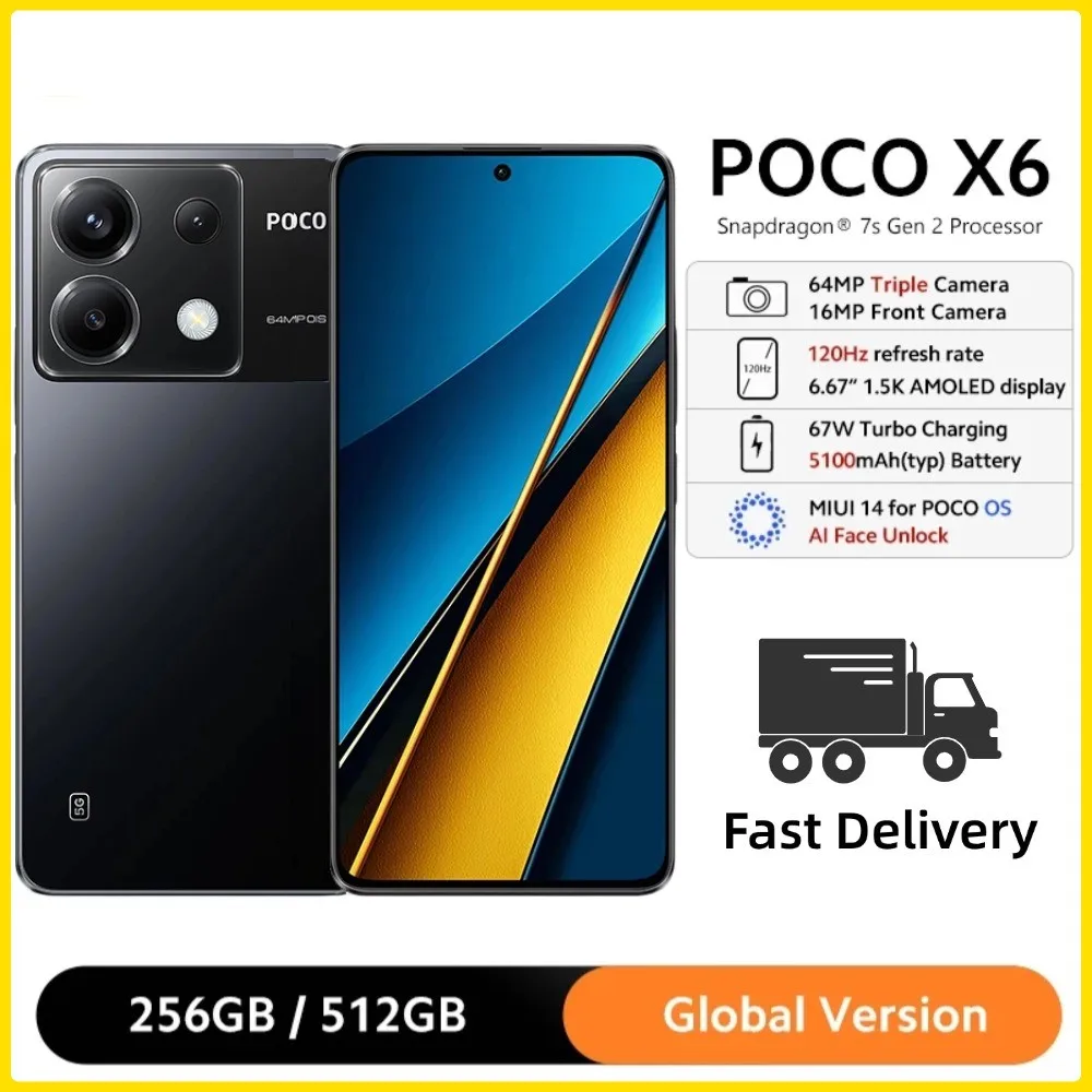 Global Version POCO X6 5G NFC Smartphone Snapdragon 7s Gen 2 6.67