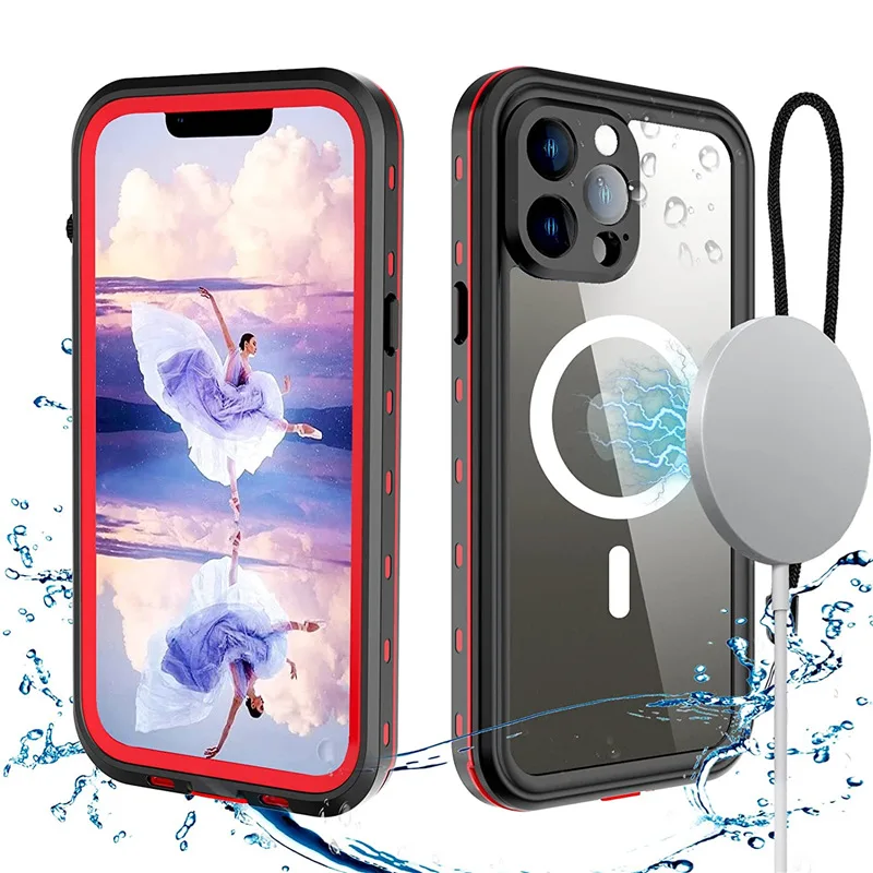 Red Pepper Waterproof Case for iPhone 11 12 13 14 15 Pro Max Plus Mini X XR XS Max Diving Swim Water Case