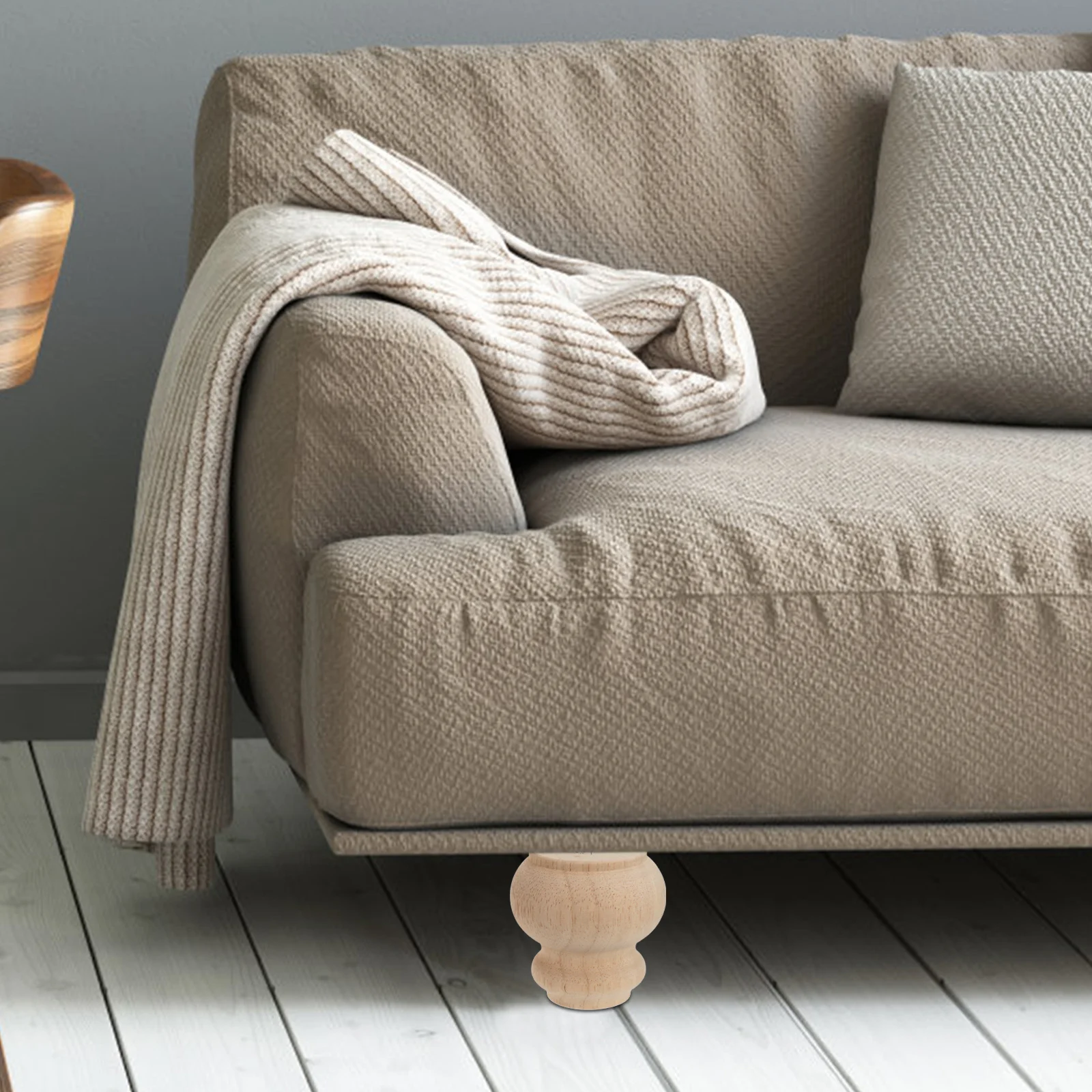 

Round Solid Wood Furniture Legs French Decorative Style For Sofa Coffee Table End Bench Living Room Replacement Feet Set