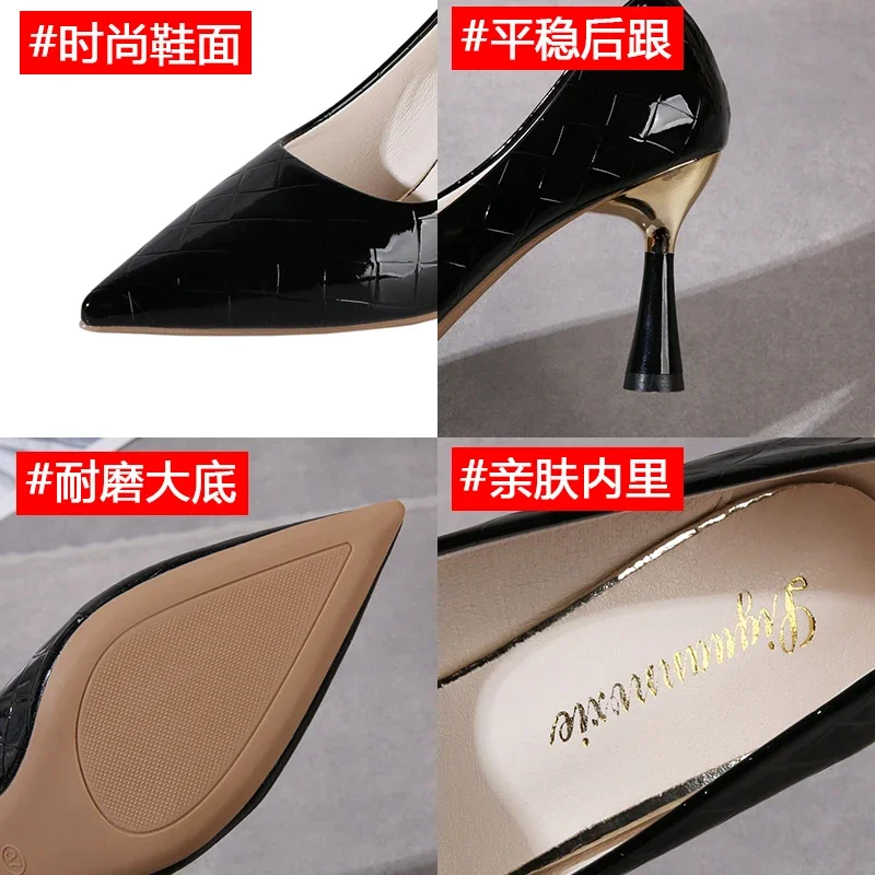 Shoes Woman 2024 Trend New Red Heels Elegant Woman Black Heeled Pointed Toe Pumps Elegant Dress Leather White Ladies Shoe