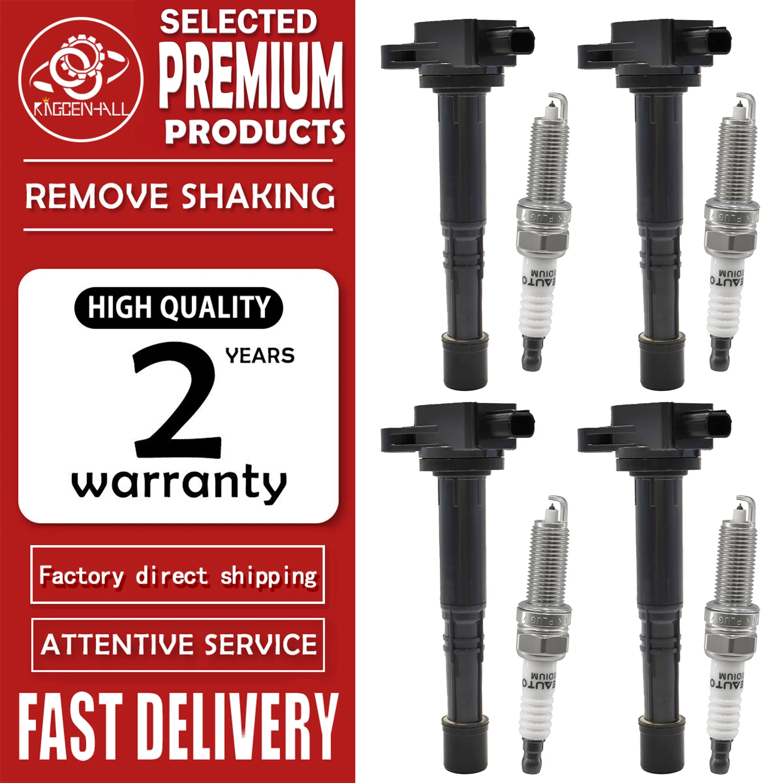 

4pcs Auto Ignition Coil Spark Plug Set 30520-R40-007 12290-R1A-A01 Compatible With Honda Accord CR-V Acura TSX 2.4L Engine Parts