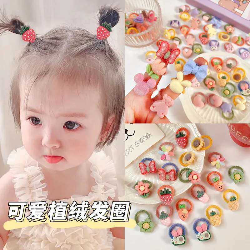 [10-Piece Set] Cartoon Children\'s Hair Rope New Net Red Cute Scrunchies Children\'s Leather Sleeve Rubber Band Hair Accessories