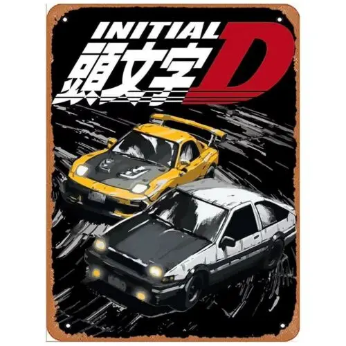 Y1,Initial D Anime Tin Sign RX-7 AE86 Vintage Garage Art Decor-aluminum