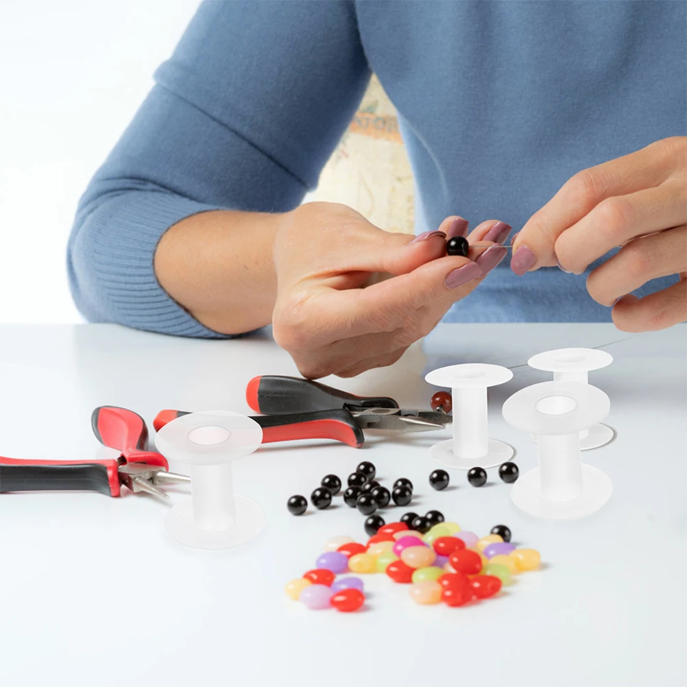 

5 pcs Plastic Wire Spools I shaped Thread Holder Sturdy Material Adjustable Tension Empty Spools Storage ganizer Knitting Lace