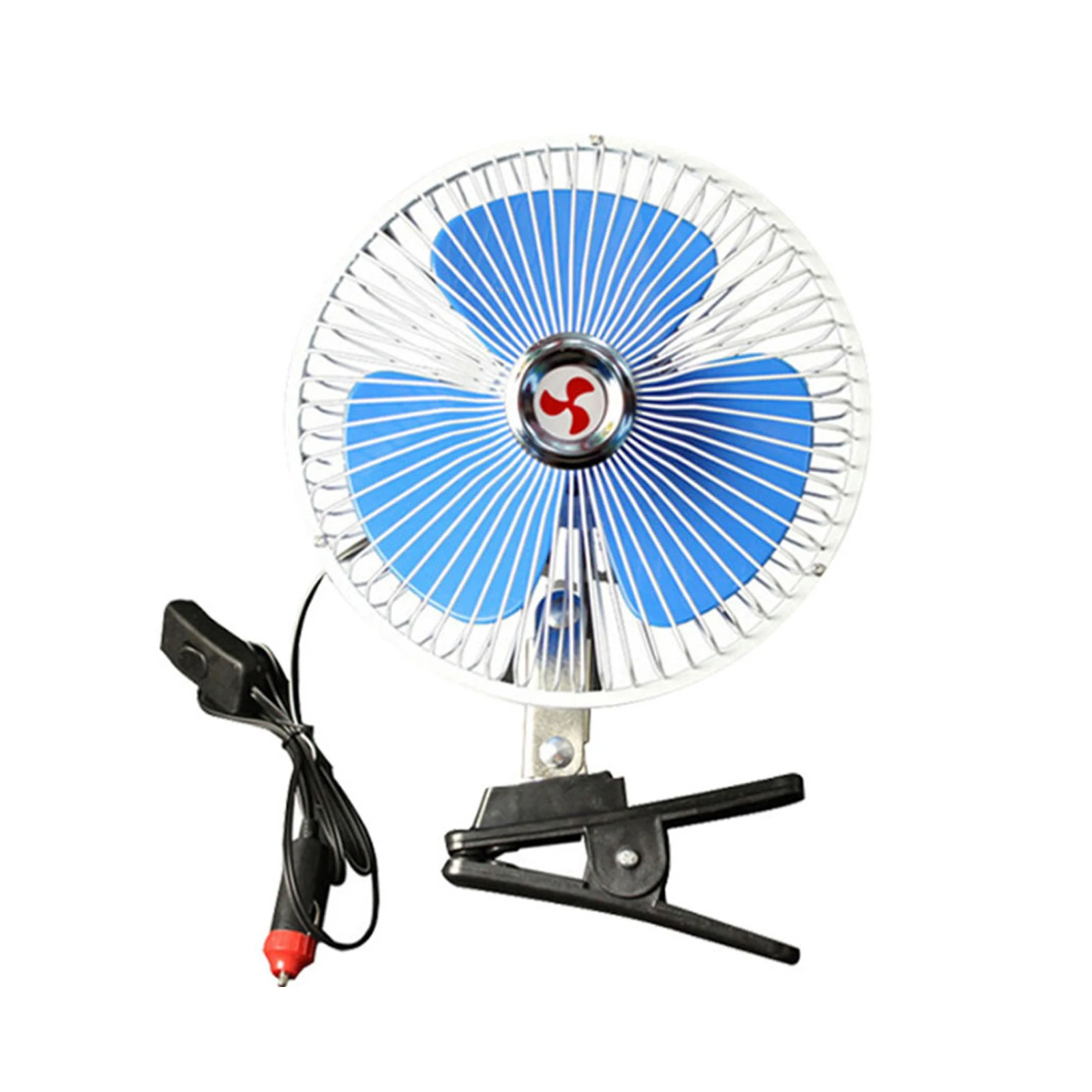 12V/24V Portable Car Fan 180 Degree Adjustable Head Stepless Speed Regulation Electric Car Cooling Fan Low Noise Automobile Fan