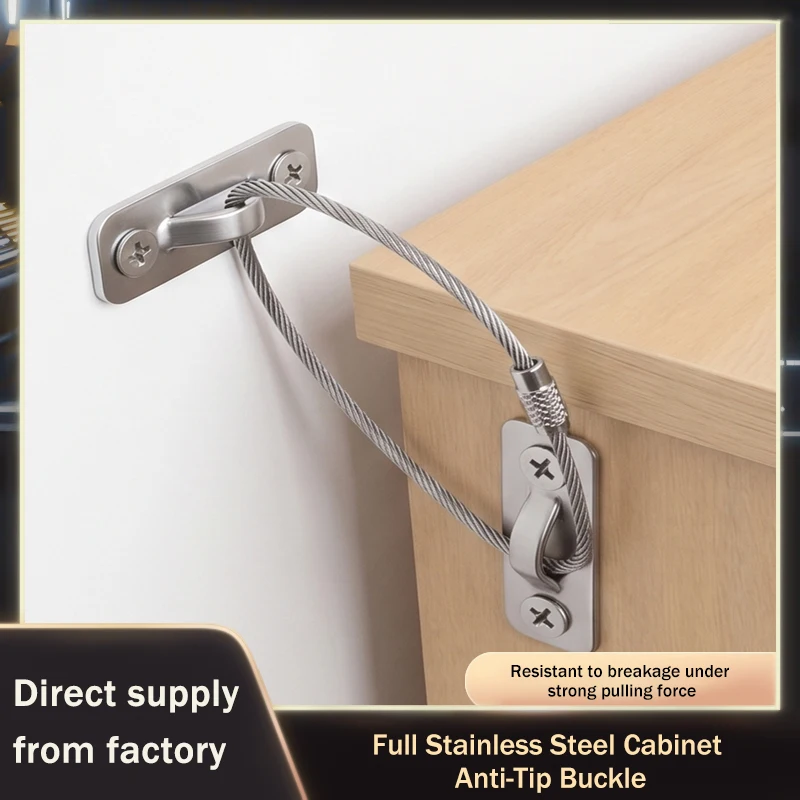 Professional Stainless Steel Anti Shake Cabinet Wall Anchor Bracket With Expansion Screws For Kids Safety Wardrobe Desk Set