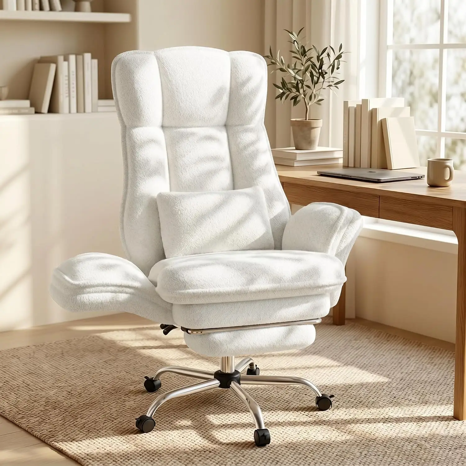 Criss Cross Office Chair with Flip Armrests, Big and Tall Criss Cross Chair with 6.7″ Plush Seat & Footrest, 135°, Customized