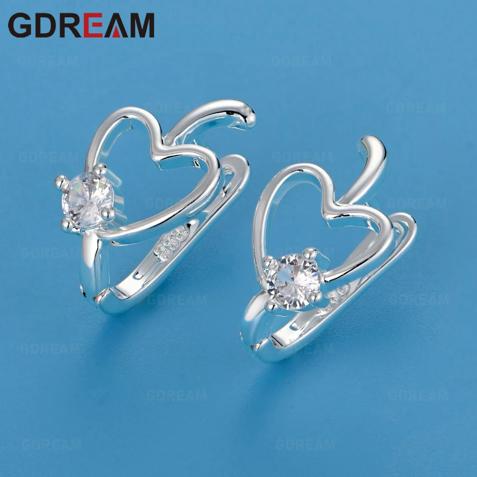 

GDREAM 925 Sterling Silver Heart-Shaped Zircon Earrings For Women, Retro, Elegant And Noble Party Jewelry