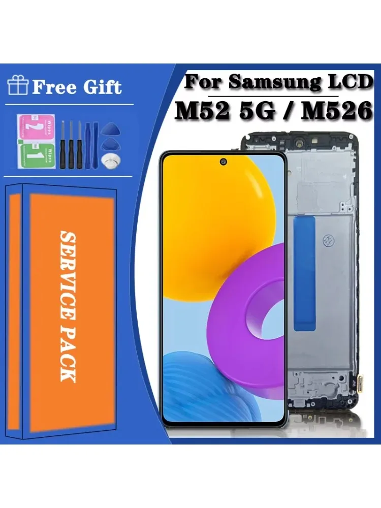 Wyświetlacz Super AMOLED do Samsung M52 5G M526B, ekran dotykowy, digitizer, kompletny moduł z ramką do Samsung M526 — zdjęcie produktu 7