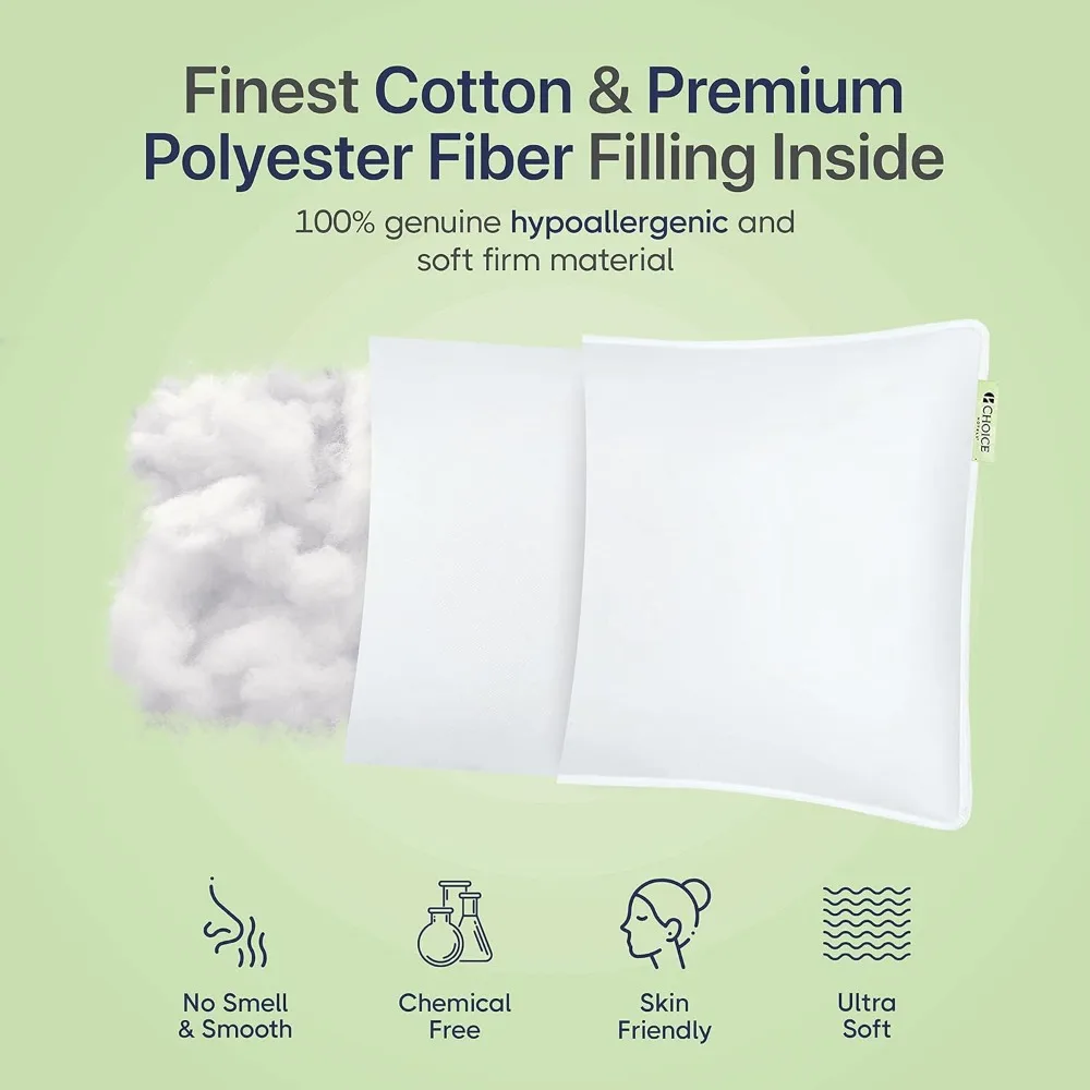 Luxury Hypoallergenic Green Label Soft Pillows - Choice Hotels Luminesse, White, Standard Size, 2-Pack