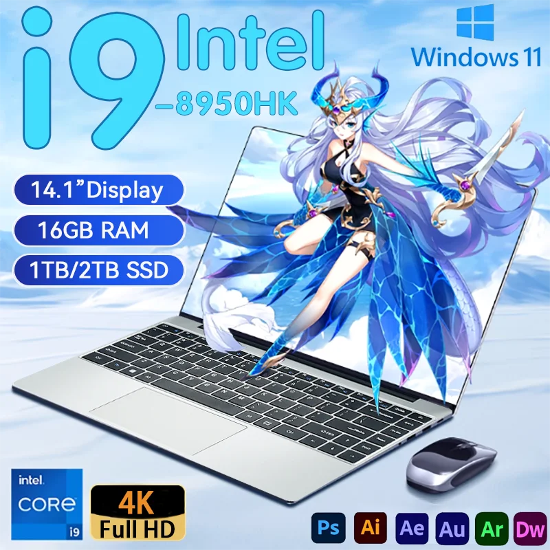 

Совершенно новый ноутбук Windows 11 Pro 14,1 дюйма Intel CORE i9 8950HK 16 ГБ 1/2 ТБ разрешение 1920*1080 офисный игровой ПК ноутбук