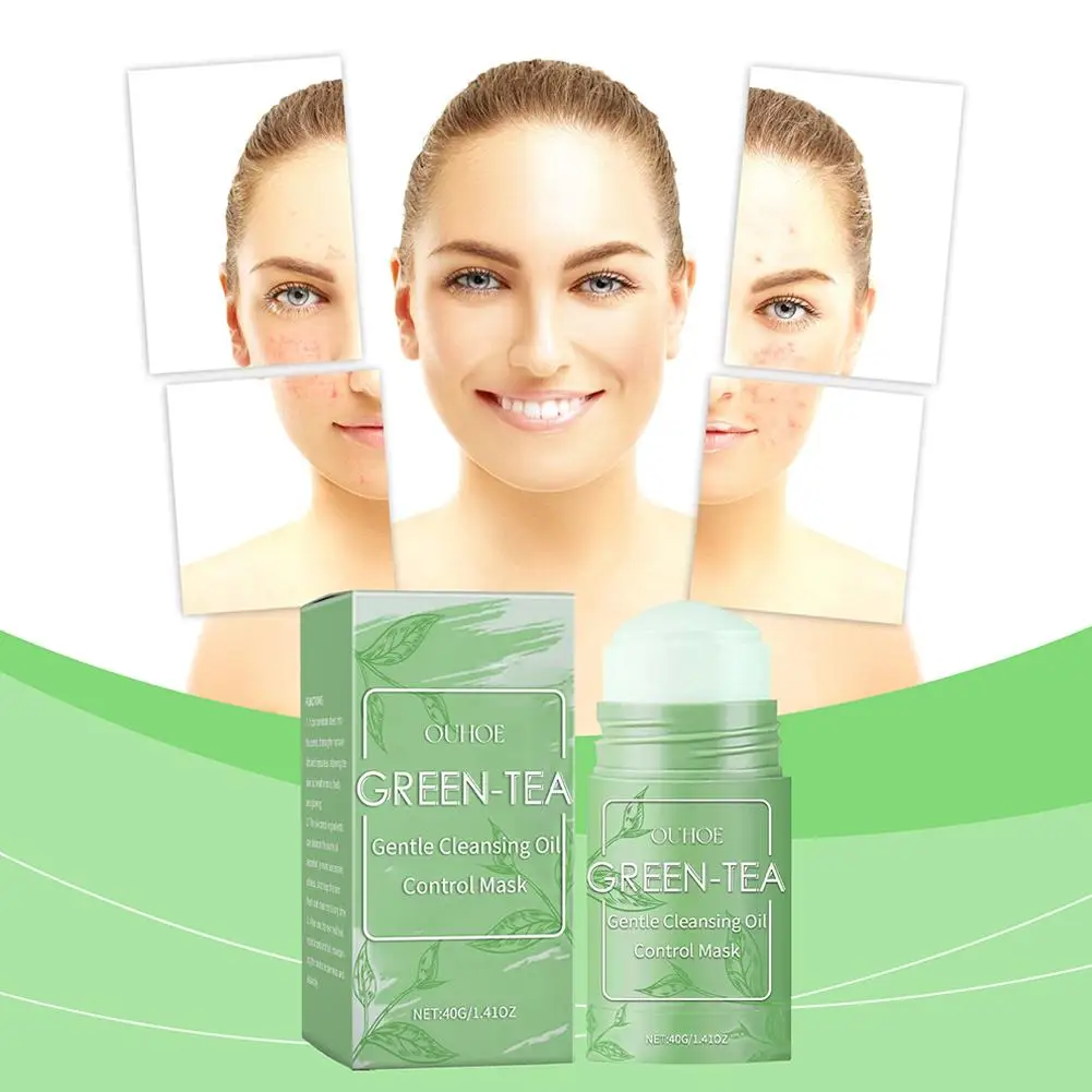 Green Tea Face Deep Cleaning Mud Solid Oil Control Mark Film Smearing Acne Remove Dispel Blackhead Blemish Mud Acne K6X9