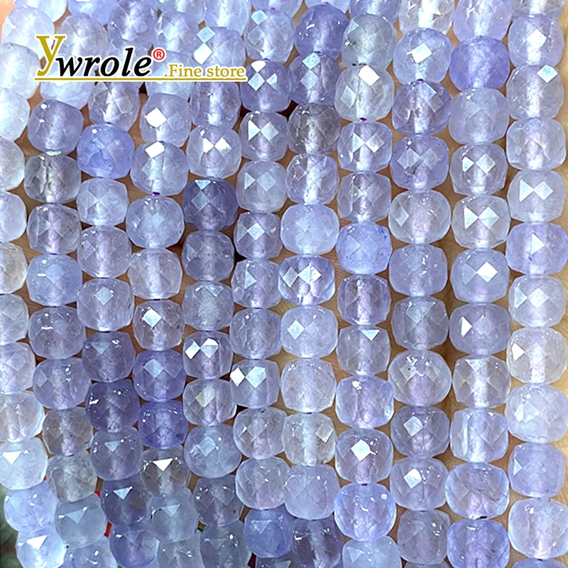 Facettierter Würfel, Naturstein, hellviolett, Lavendel, Chalcedon, quadratische Abstandsperlen für Schmuckherstellung, DIY-Armband-Zubehör